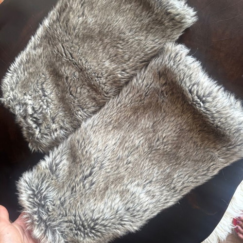 Faux Fur Leg Warmers 39cm Grey like new