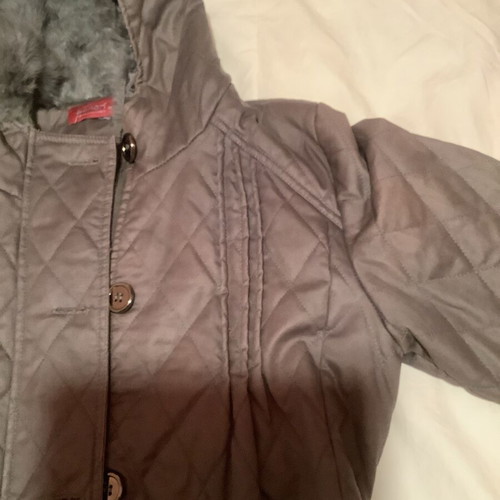 Women's long brown jacket like new with detachable hood, size M