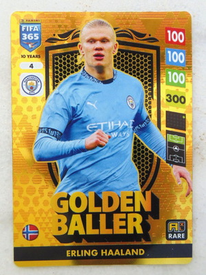 Κάρτα Panini 10 Years Adrenalyn Erling Haaland Golden Baller No. 4 Manchester City σαν καινούργια