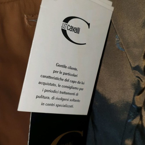 Just Cavalli leather jacket new, size Small, beige brown