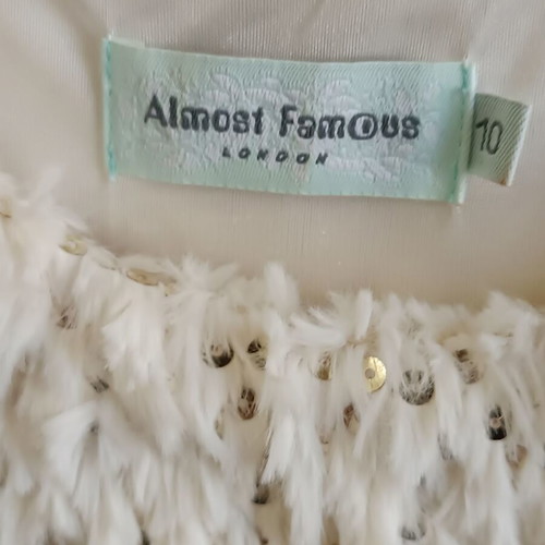 Almost Famous dress size 10 like new, winter, white and gray