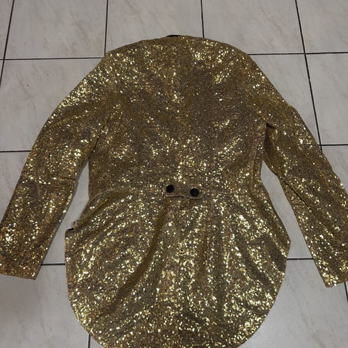 Gold tailcoat with sequins used, size S