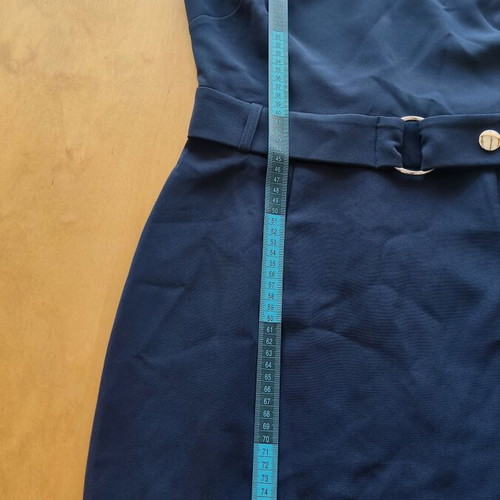 Navy mini dress with one shoulder and belt like new