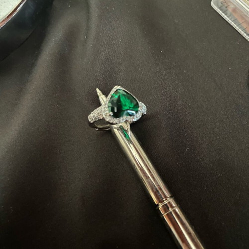 Emerald ring adjustable stainless steel new