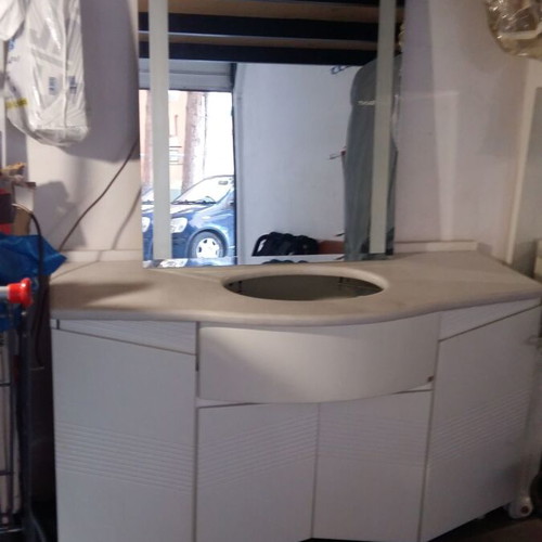 Bathroom furniture complete with sink and marble, used, Italian white lacquer