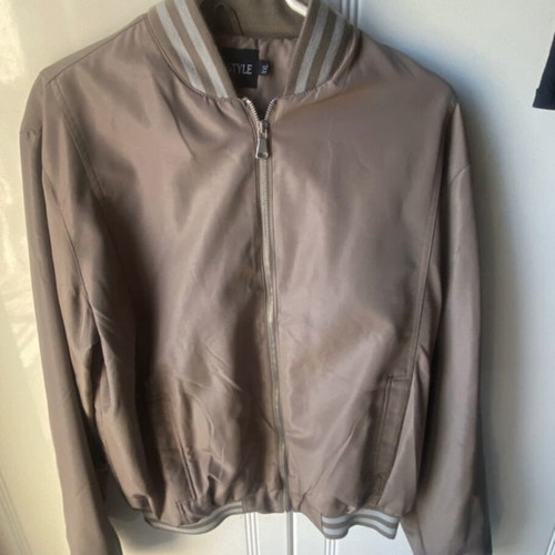 Bomber fleece jacket like new, men's XXL, beige and brown