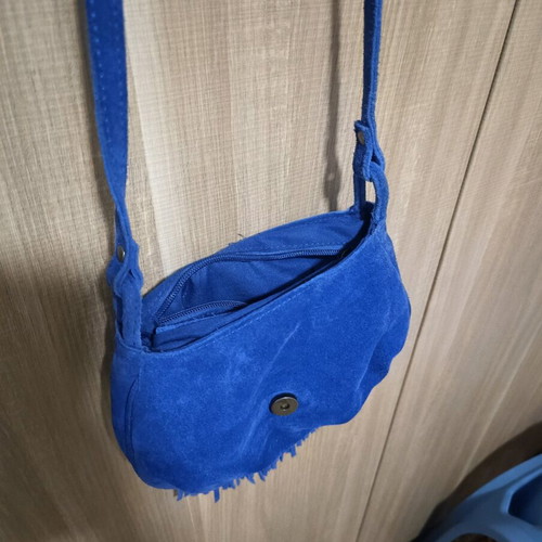 Women's crossbody bag with fringes like new, blue