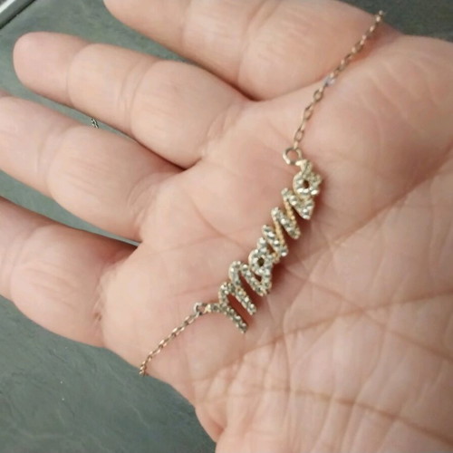 Mama 925 necklace used in rose gold with zircons