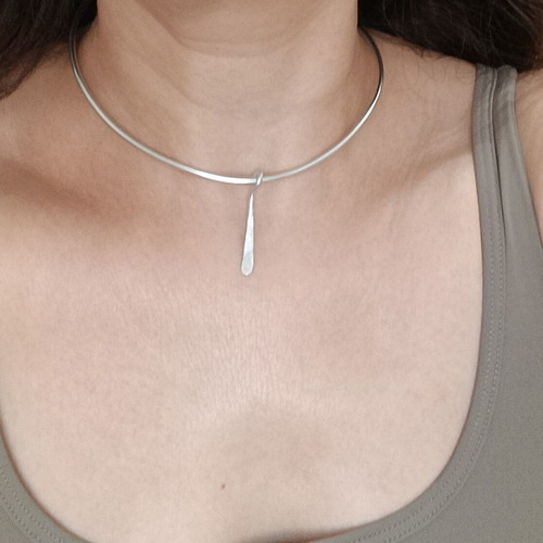 Silver Handmade Wire Necklace with 3 Removable Drop Elements