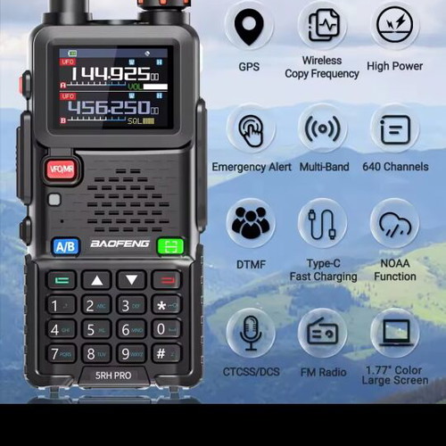 Baofeng UV-5RH PRO GPS radio new with screen and USB Type-C charging