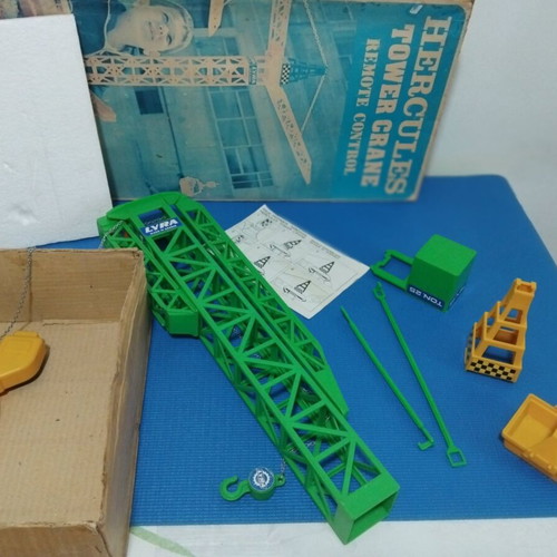 Lyra Hercules Tower Crane vintage toy used, Greek made 70s-80s