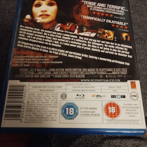 The Disappearance of Alice Creed Blu-ray like new with English subtitles