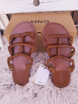Mango leather sandals handmade size 38 new, brown
