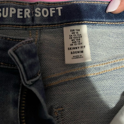 H&M skinny jean like new, high waist, elastic, blue, extra small