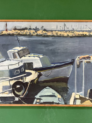 Oil painting of boats by Panikos Tsangaras