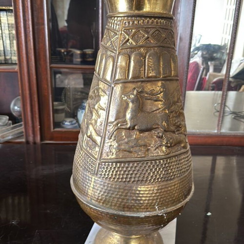 German handmade bronze decorative vase used, 60 cm height