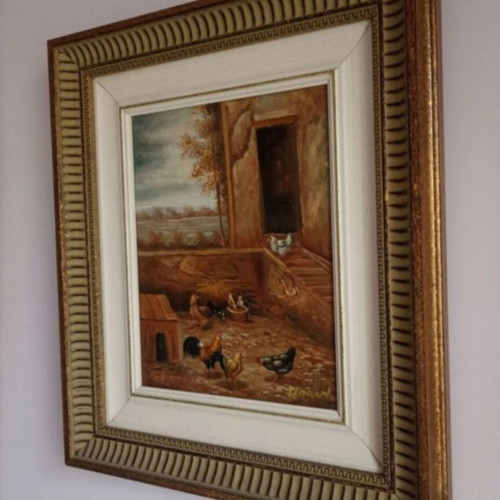Signed oil painting 41x36 cm in decorative frame