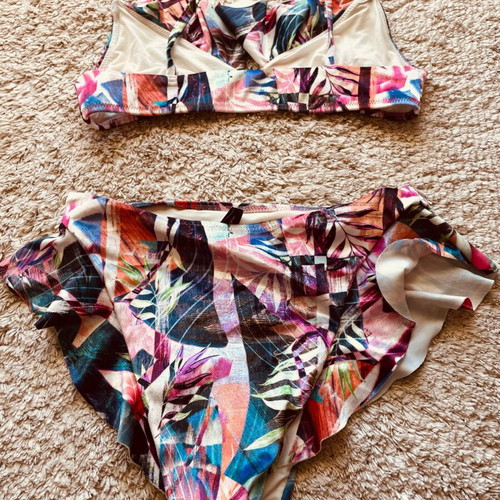 Nadia Rapti bikini like new, velour with ruffles, multicolor
