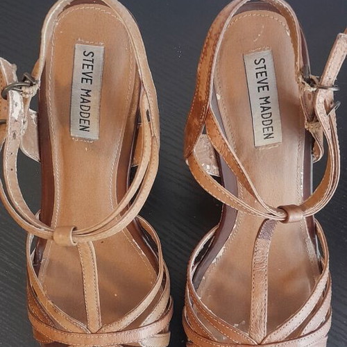 Steve Madden women's platform espadrille sandals size 39 used, tan