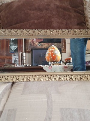 Μεταλλικός δίσκος με καθρέπτη μεταχειρισμένος, περίτεχνος