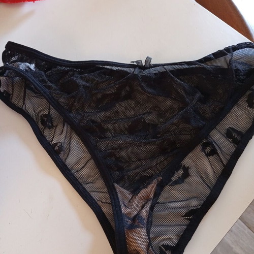 Sexy underwear transparent with lips XL, new, black