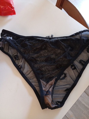 Sexy underwear transparent with lips XL, new, black