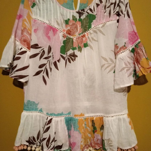 Reserved floral tunic blouse oversized, new, 100% cotton