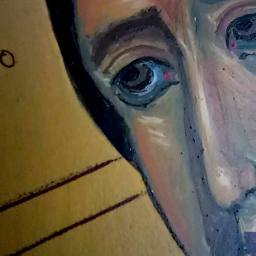 Byzantine icon of Christ hand-painted on wood with carved frame new 40×28.5 cm