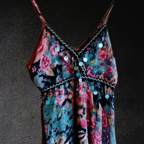A-Style chiffon floral print tank top, multicolor, XL