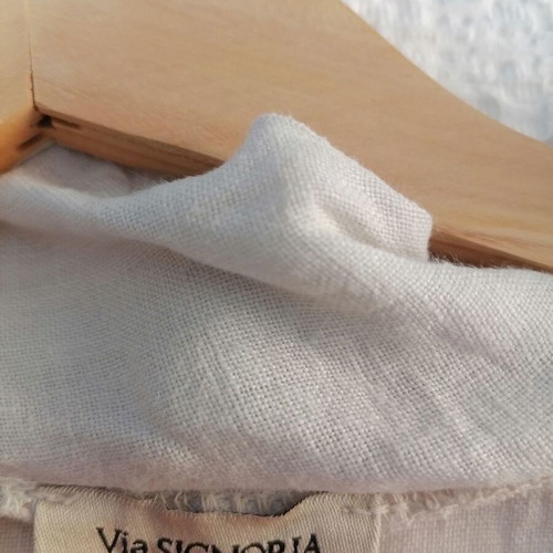 100% Linen Italian Dress used, beige, with pockets and relaxed neckline