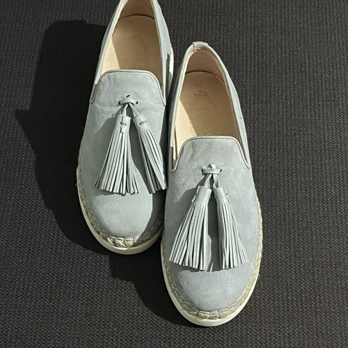 Tod's leather espadrilles women's size 37.5 gray