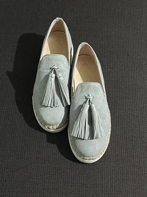 Tod's leather espadrilles women's size 37.5 gray