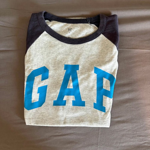 Gap kids' t-shirt used, gray and blue, age 14