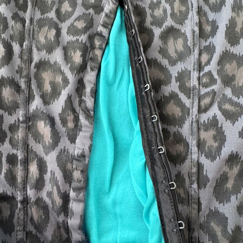 Vintage Leopard Bustier Corset used, size S/XS, grey-turquoise