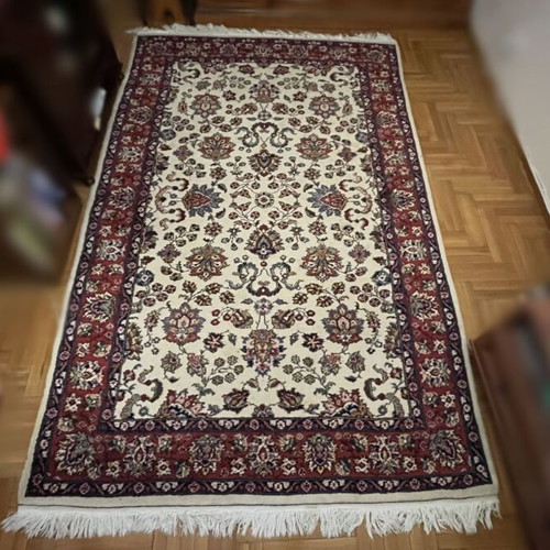Handmade wool rug used with traditional Sparta pattern