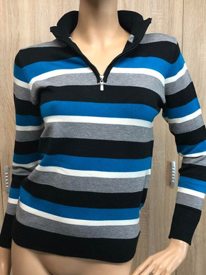 Mentality knitted sweater new with zipper, size S/M, gray multicolor