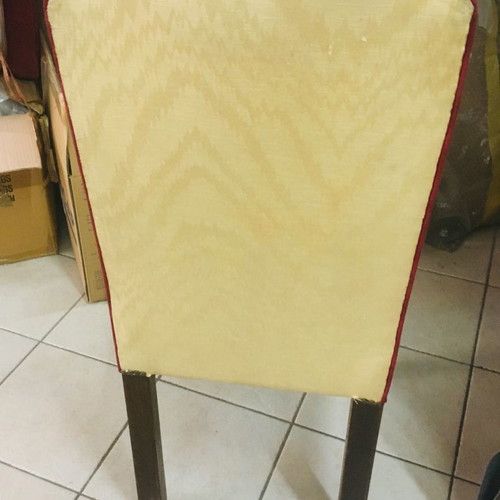Dining chair used, moiré fabric, solid wood legs