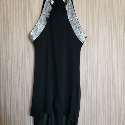 Sleeveless women's blouse like new with sequins, black, georgette