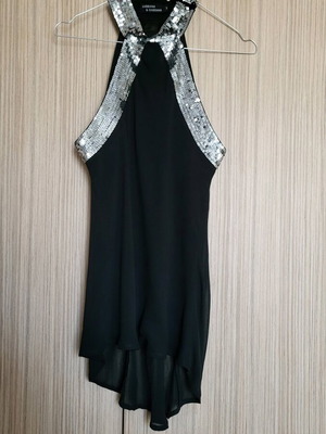 Sleeveless women's blouse like new with sequins, black, georgette