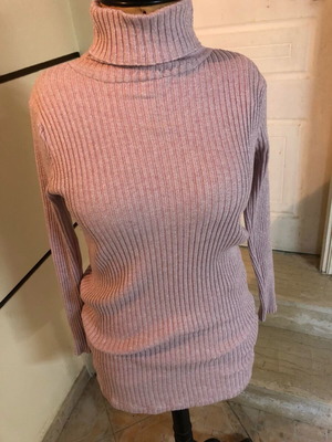 Elastic turtleneck blouse pink like new, sizes L and XL