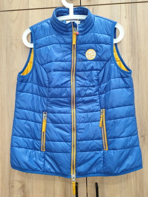 Sheego quilted vest blue and yellow like new, size L