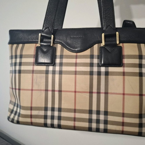Vintage τσάντα Burberry χειρός ανακαινισμένη, μπεζ 37x23x14