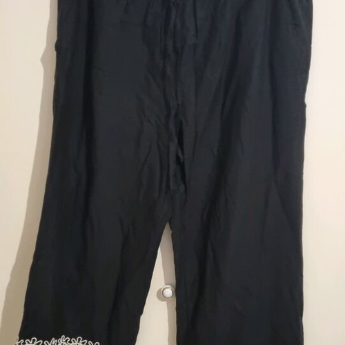 H&M women's pants with embroidery, size XL, like new, black