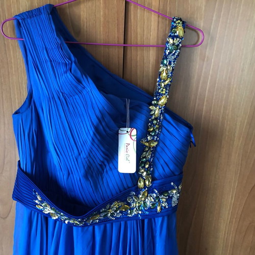 Formal long dress xl new, blue one-shoulder
