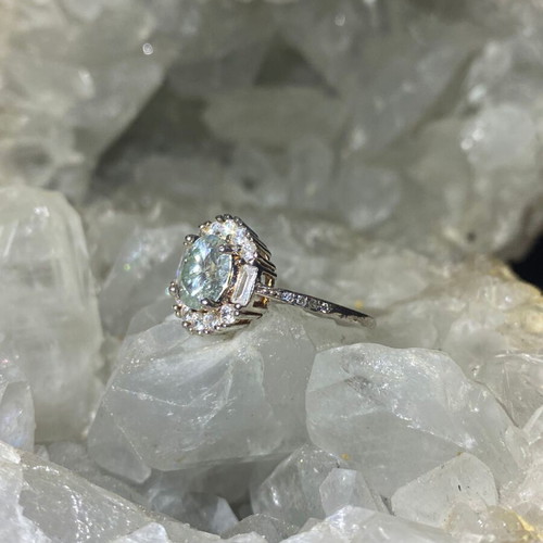 Silver Ring with Moissanite Size 6, Handmade