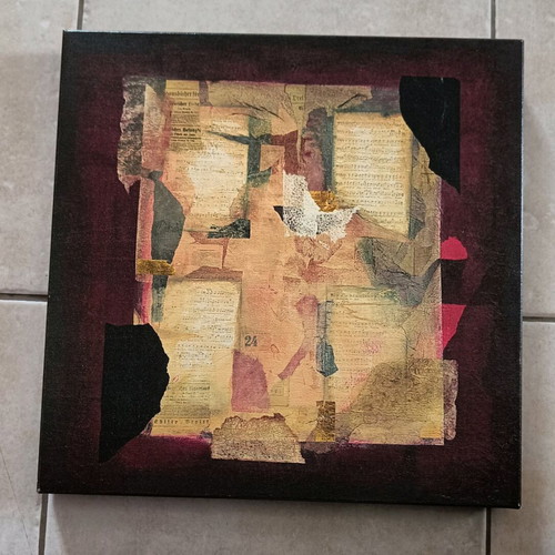 Canvas painting like new with abstract design and musical notes