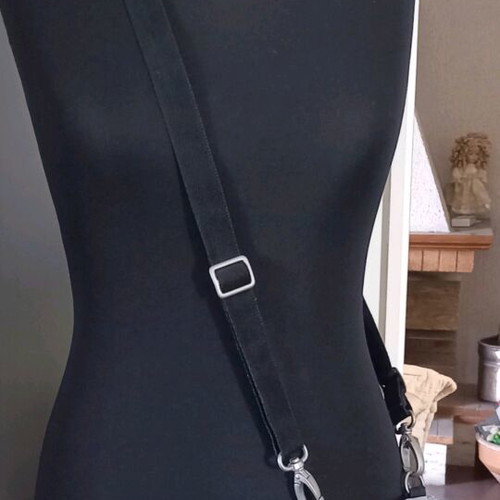 Chimney crossbody bag used, waterproof fabric, blue multicolor