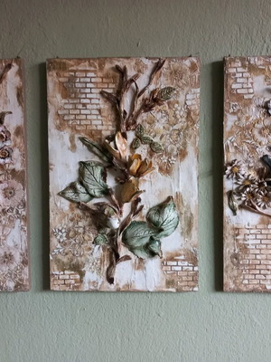 Triple handmade wall panel wood clay, new