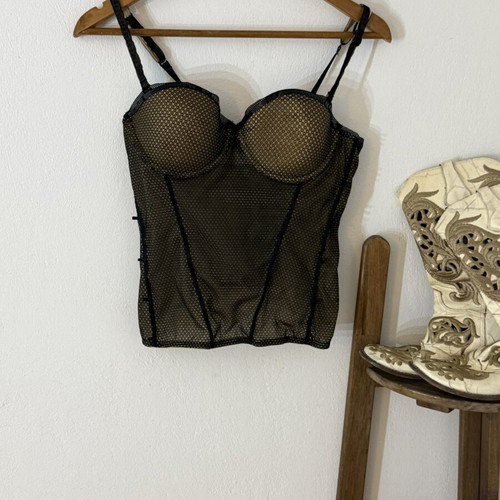 Y2K beige corset with sequins 6IXTY 8IGHT 80B S/M
