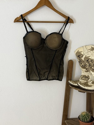 Y2K beige corset with sequins 6IXTY 8IGHT 80B S/M